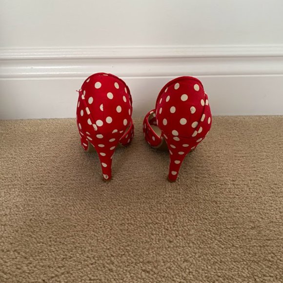 Call It Spring Red Polka Dot Heels - Picture 3 of 8